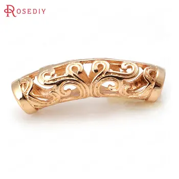 

(31881-G)10PCS 30*7MM 24K Champagne Gold Color Brass Bracelets Engraved Curl Curved Tube High Quality Diy Jewelry Accessories