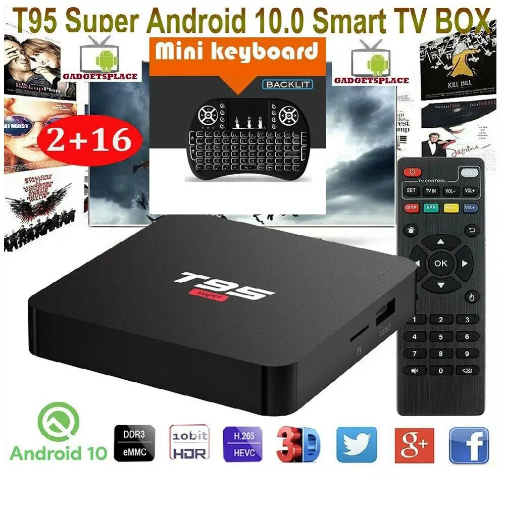 Новейший Android 10 tv Box T95 супер умный Android tv Box Allwinner H3 GPU G31 2 ГБ DDR3 ram 16 Гб 2,4 г WiFi HD Отт медиаплеер