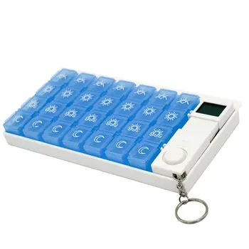 

7 Days 28 Grid Kit Reminder Electronic Timing Kit Portable Travel Medicine Storage Box Intelligent Timing Reminder Daily Alarm