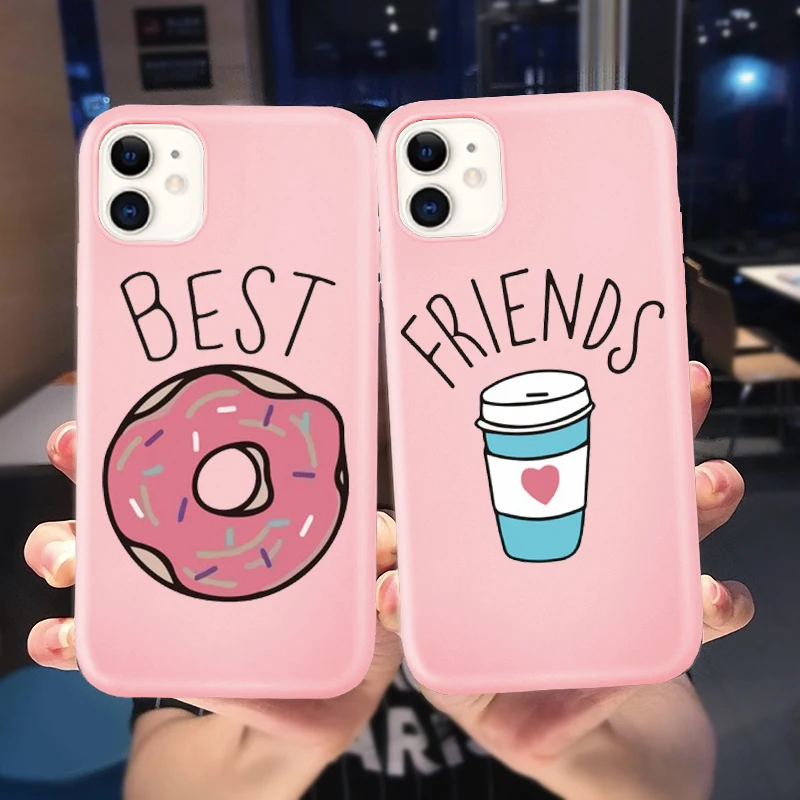 Sweet Bff Print Candy color Case For Iphone12Pro 11Pro MAX 6S 6 7 8 X Xr Xs Max Silicone I Love My FRIENDS Soft Cover | Мобильные