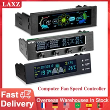 

Multi-Function PC CPU 3 4 5 Channel Fan Controller Speed Control Adjuster LCD Cooling Front Panel Temperature Sensor Monitor