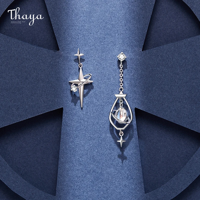 Thaya оригинальный дизайн 925 Серебряные иглы серьги покрытые 18K золотые циркониевые