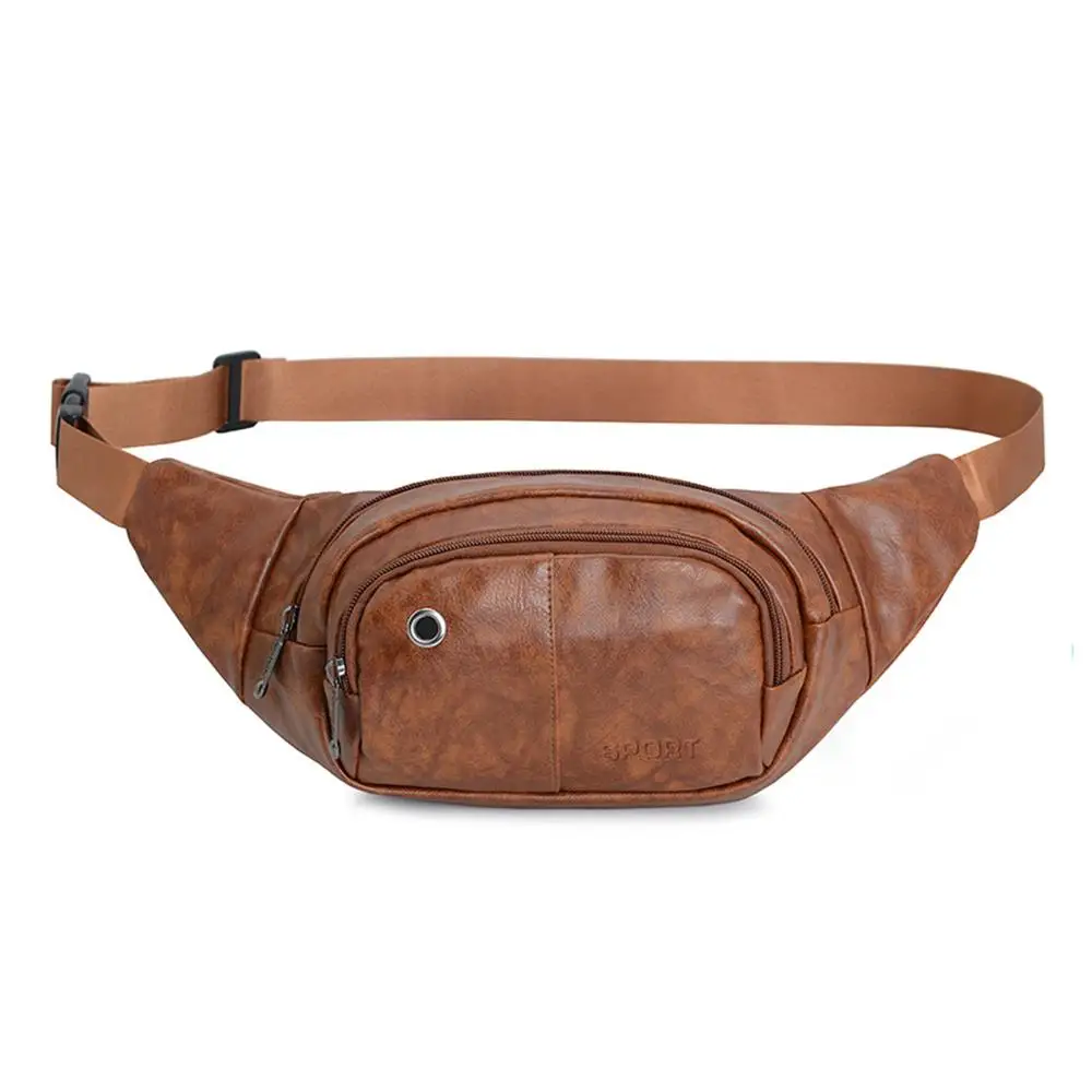 Type 4 Light Brown Портативная Мужская винтажная кожаная поясная сумка с карманом на молнии из натуральной кожи, Повседневная Функциональная сумка для денег, телефона, сумка на пояс для сигарет - Цвет: Type 4 Light Brown