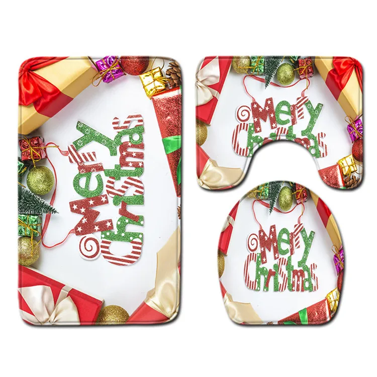 Free Shipping 3Pcs/set Merry Christmas Bathroom Carpet Set Dywaniki Lazienkow Bath Mats Rug Tapete Banheiro Tapis Salle De Bain