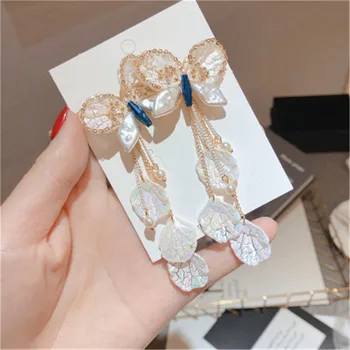 

Luxury Big Butterfly Crystal Tassel Long Earrings 2020 New Design Fashion Elegant Drop Earrings Wedding Party Jewelry