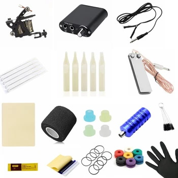 

Tattoo Machine Gun Power supply Tattoo Needles Ink Set Exquisite Complete Tattoo Equipment Kit Supplies With Plug tattoo kit