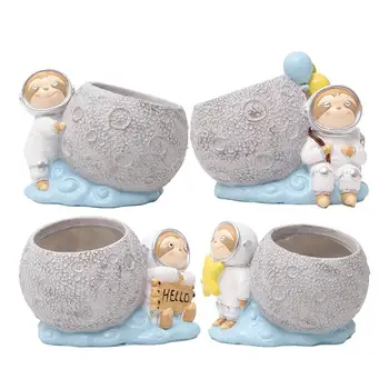 

4PC Flowerpot Plant Pot Decor Resin Flower Pot Crafts Flowerpot Decoration Succulent Plants Flowerpot Ornament For Home Office
