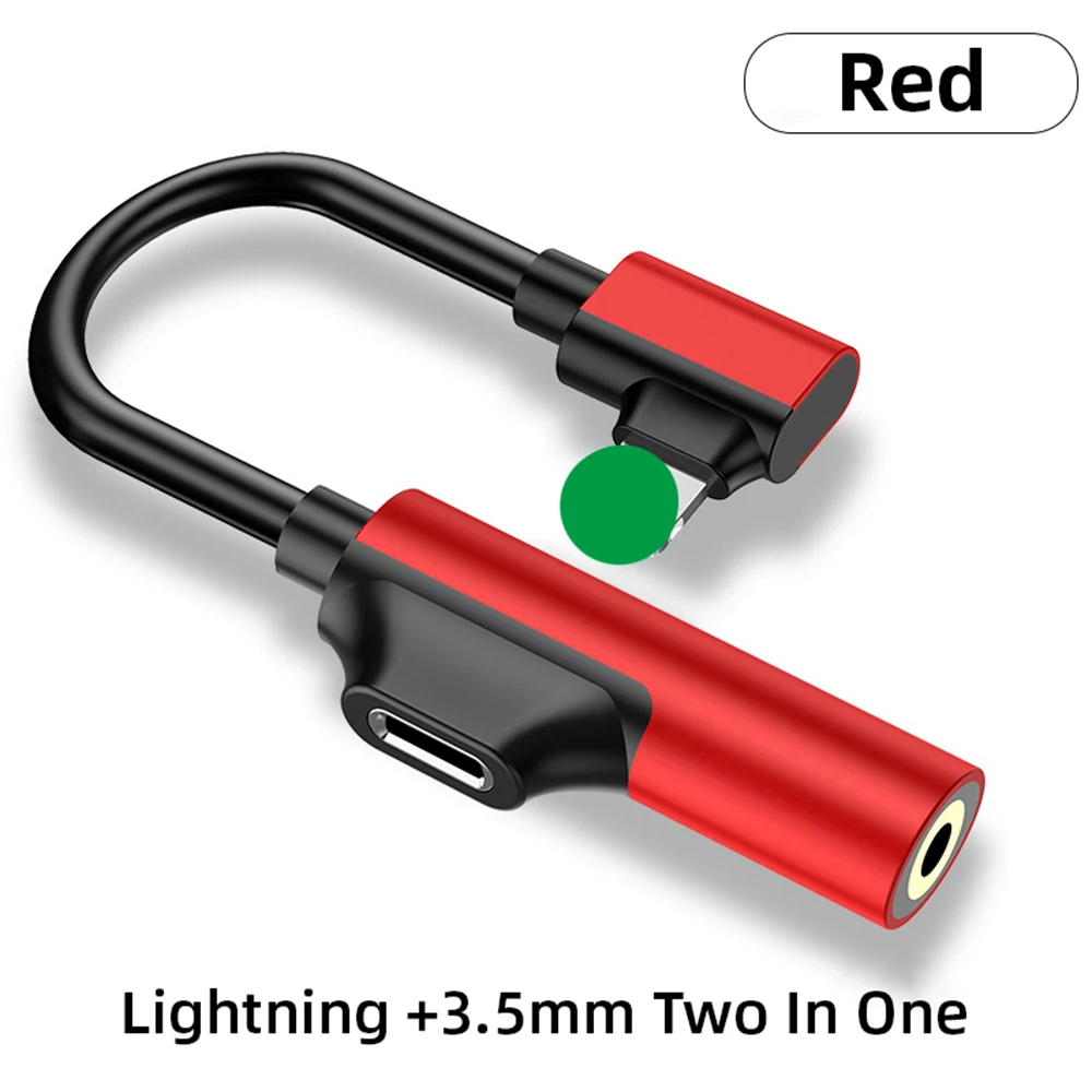 Lightning Red Универсальный двойной адаптер Lightning type C до 3,5 мм для зарядки 2 в 1 Aux аудио для iPhone X XS конвертер наушников адаптер для наушников - Тип штекера: Lightning Red
