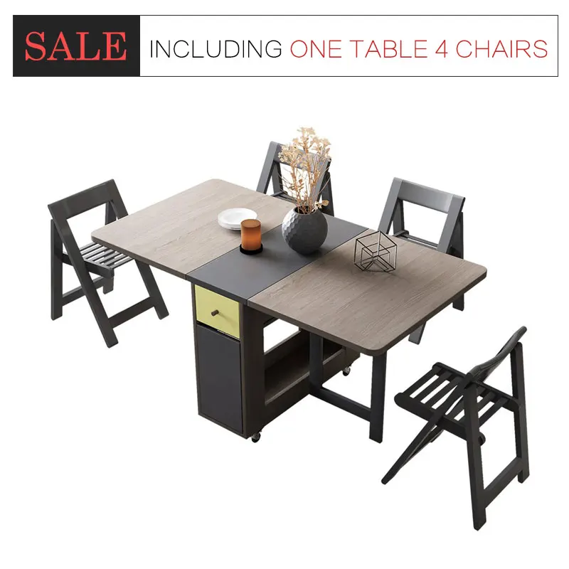 Fashion folding dining table furniture yemek masasi multifunctional rectangle dining table with 4 chairs