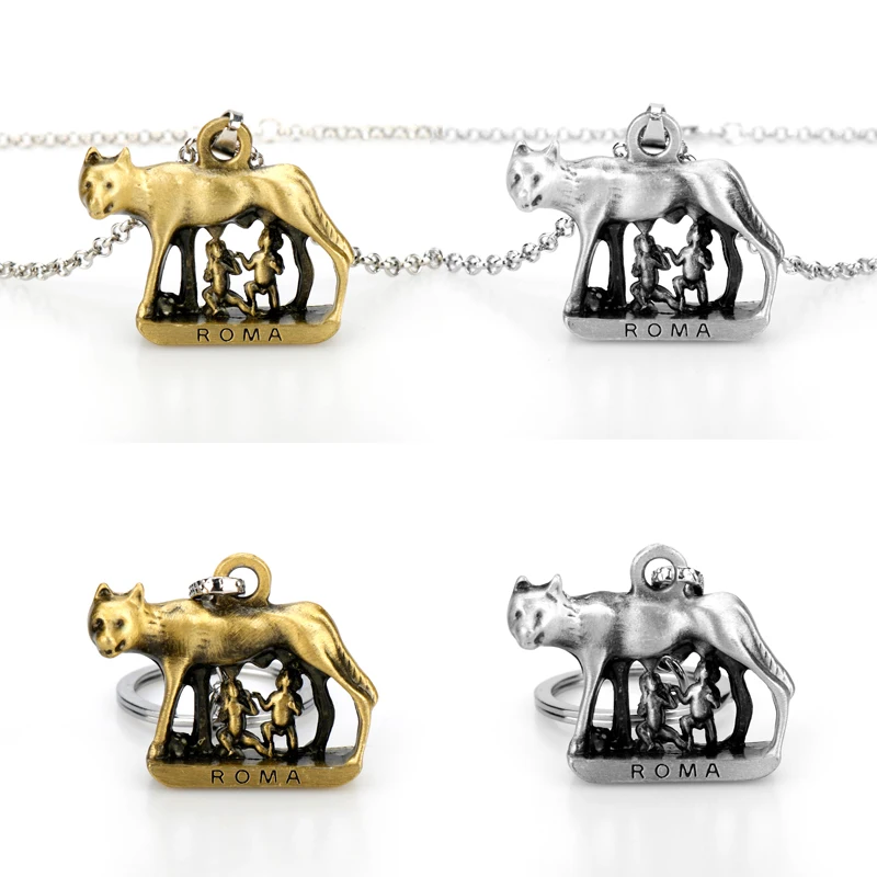 Roma Wolf Necklace She-Wolf Baby Milk Building Model Pendant For Women Men Fashion Souvenir Gift | Украшения и аксессуары