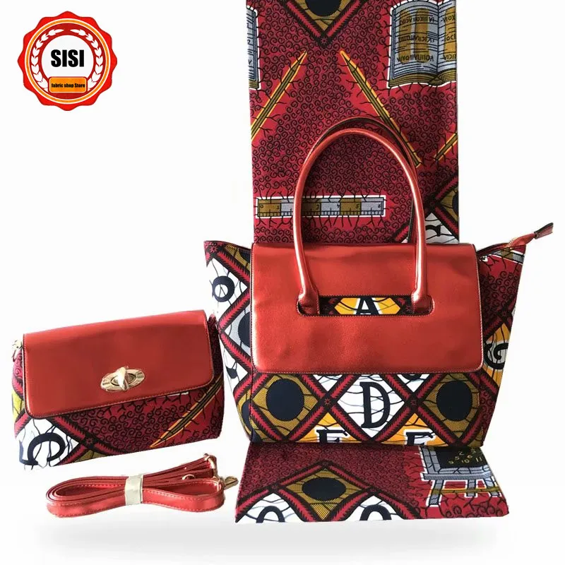 SISI Новое поступление высокого качества модные сумки набор, 6 ярдов хлопок Нигерия, Анкара отличное качество печати воск для женщин вечерние