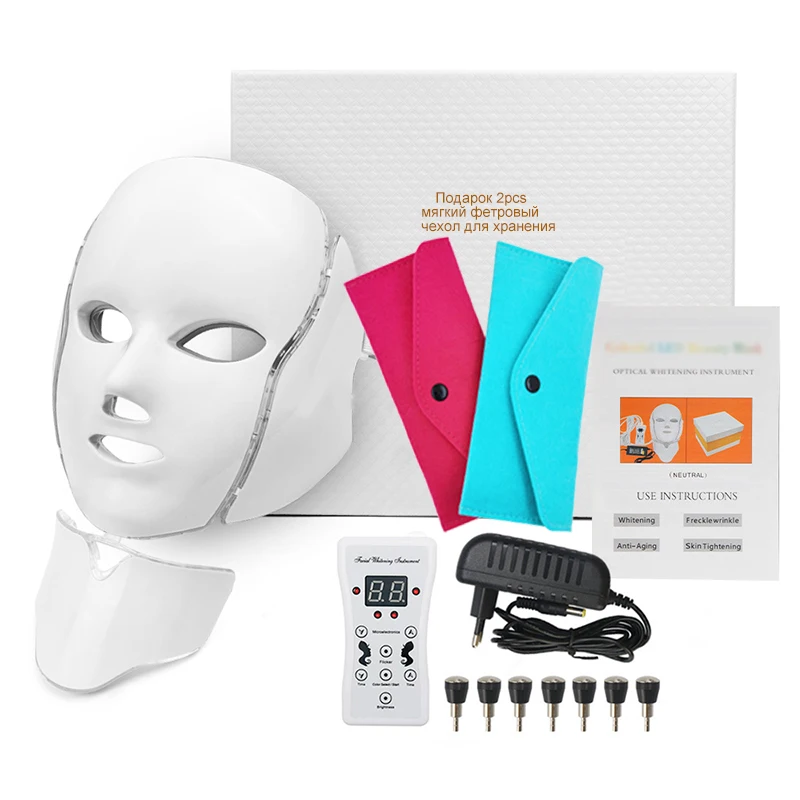 7 Color Lights Led Face Rejuvenation Therapy Mask With Neck Skin