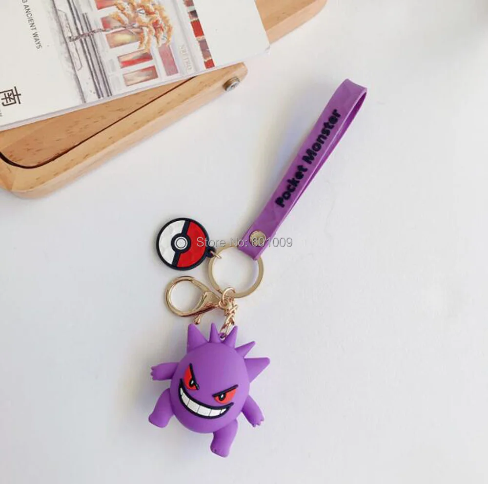 EMS 100/лот Charmander Gengar Jigglypuff Marill Pichu Pikachu Psyduck Snorlax Squirtle Togepi резиновый брелок игрушки - Цвет: Gengar
