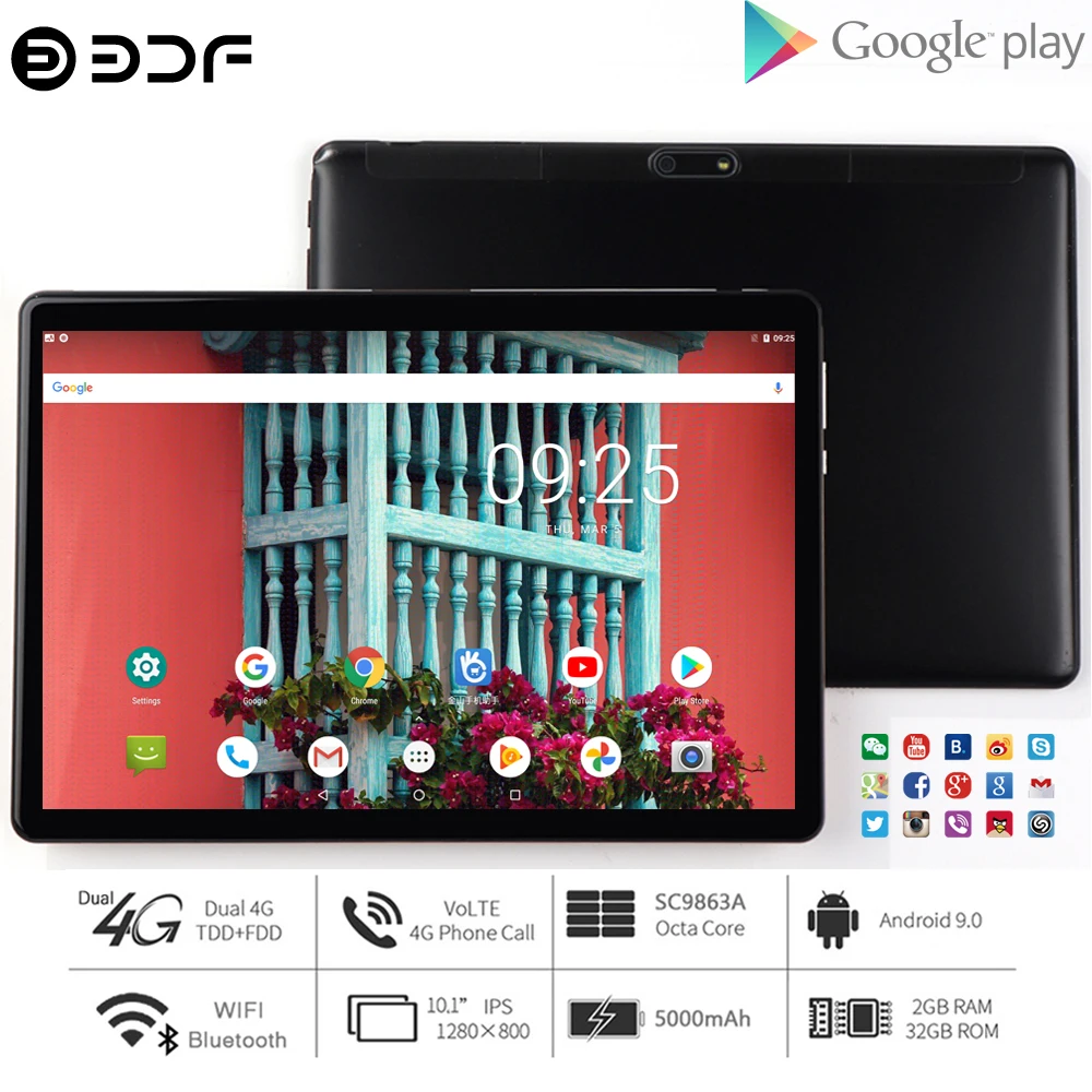 BDF 2021 Новые планшетный ПК 10 дюймов Android 9 0 2 ГБ/32GB 4 аппарат не привязан к оператору