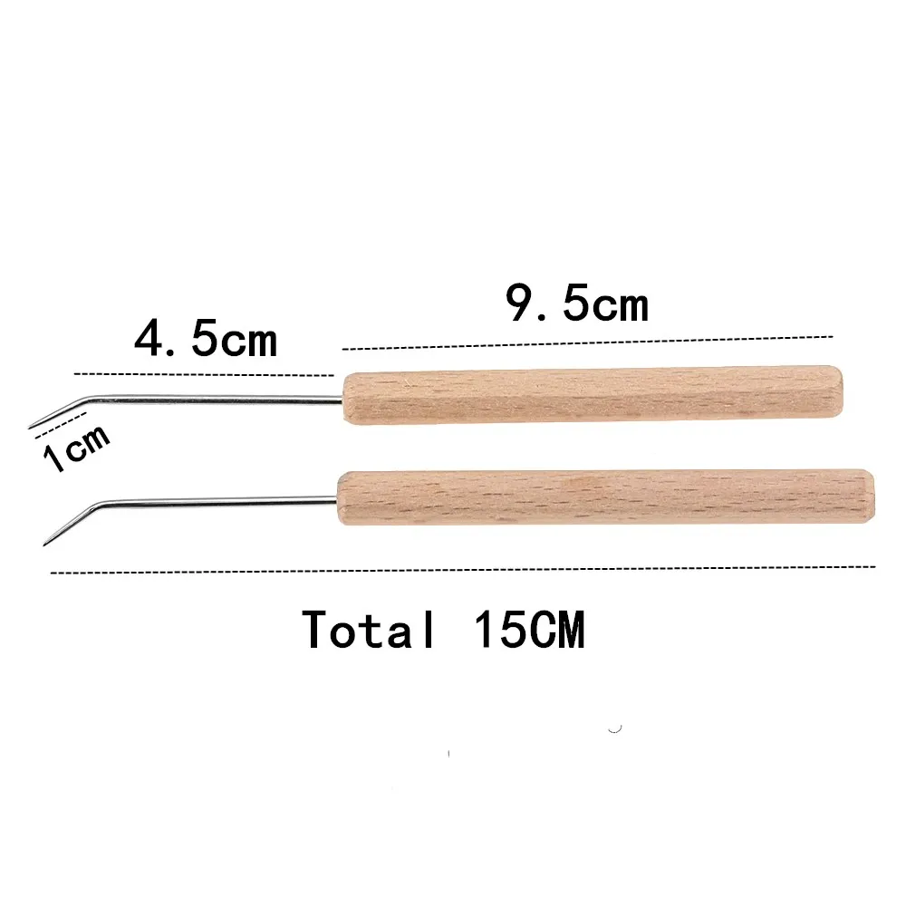 2 Pcs/Set 15cm Length Solid Wood Bending Needle Wooden Knitting Loom Hook DIY Tools Sewing Crochet Fittings