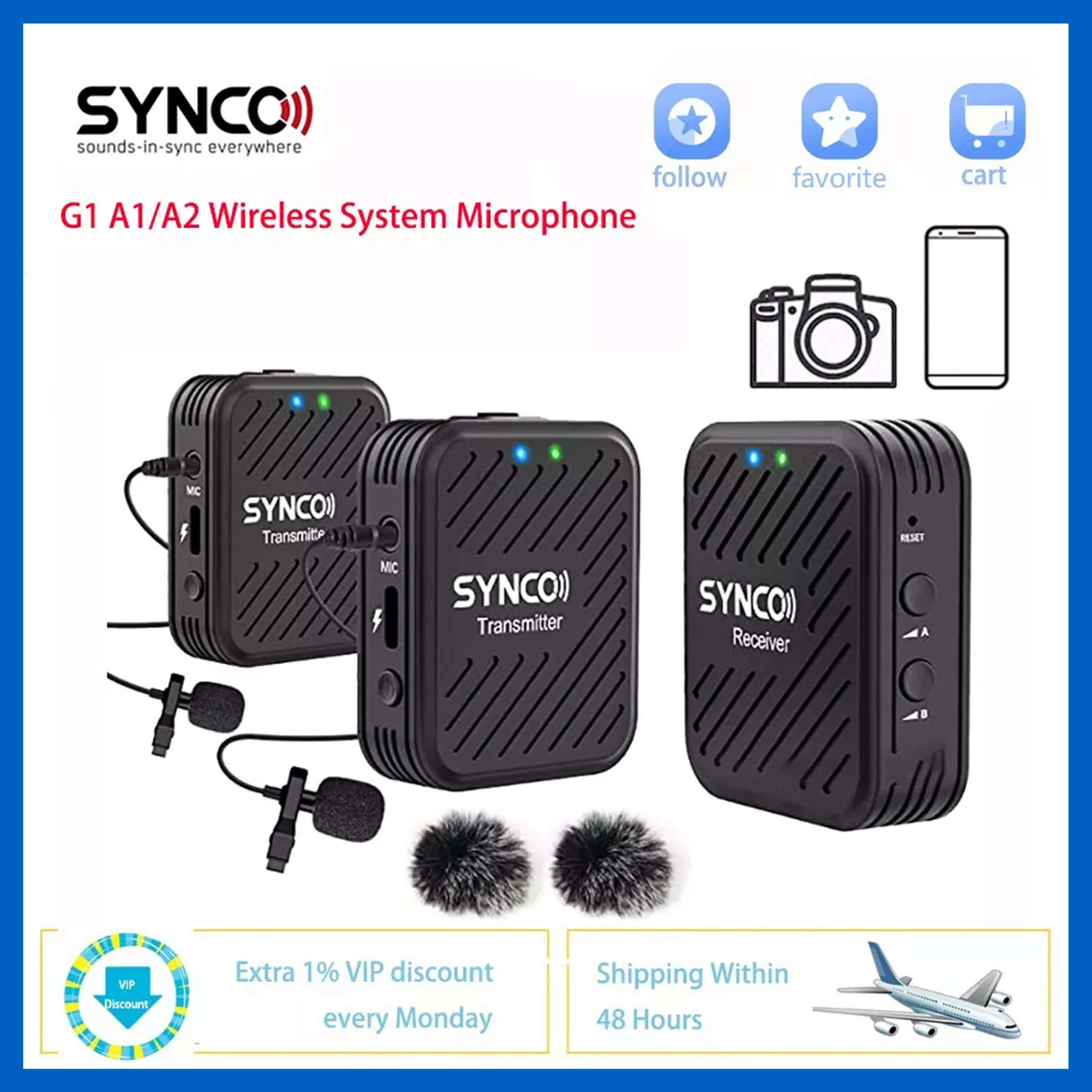 Беспроводной петличный микрофон Synco G1 A1 A2 2 4 ГГц для смартфона ноутбука планшета