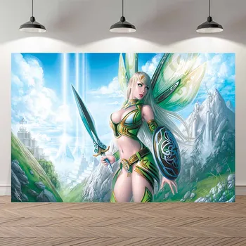 

thin vinyl fantasy fancy girl woman Anime games wallpaper Backgrounds Printed Professional Indoor Photographic studio Backdrop