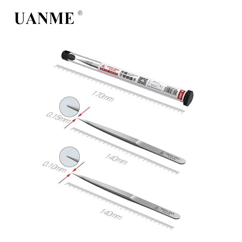 UANME 0.1/0.15mm Precision Stainless Steel Magnetic Curved Straight Tweezers For Cell Phone Tablet Computer Repair Hand Tools