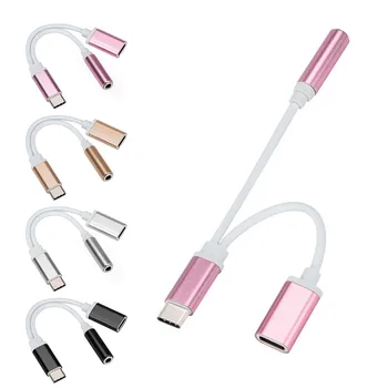 

USB Type C to 3.5mm jack audio splitter headphone cable Earphone aux 3.5mm Adapter charger usb-c for huawei