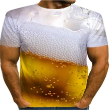  2021 Summer Fashion New Beer Daquan 3D Printing Pattern Men's Casual Cool Short Sleeve T-Shirt  Fashion sports breathableTop 