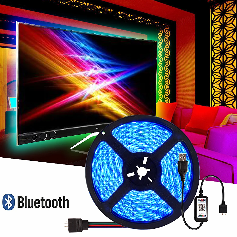 

Bluetooth USB LED Strip Flexible Neon Light APP Controller TV Background Lighting 5050 Tape Ribbon RGB Lamp 1.5M 1M 2M 3M 4M 5M