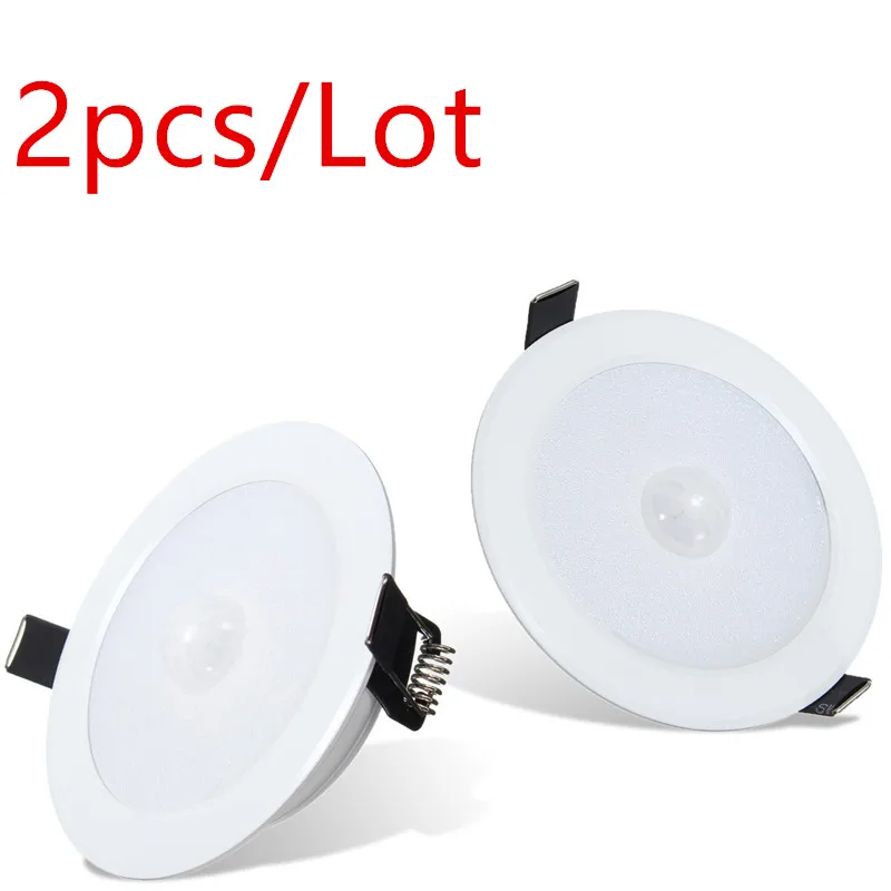 2 шт./лот AC85 265V светодиодный светильник потолочный 5 Вт E27 движения PIR Сенсор 10 SMD