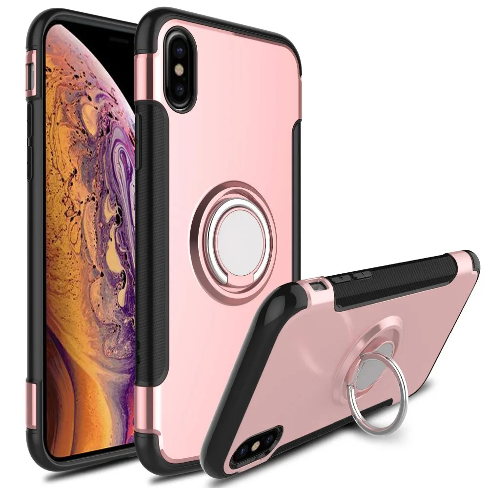 Case For iPhone X Xr Xs Max Cover Luxury Magnetic Finger Holder Anti-knock  (16)