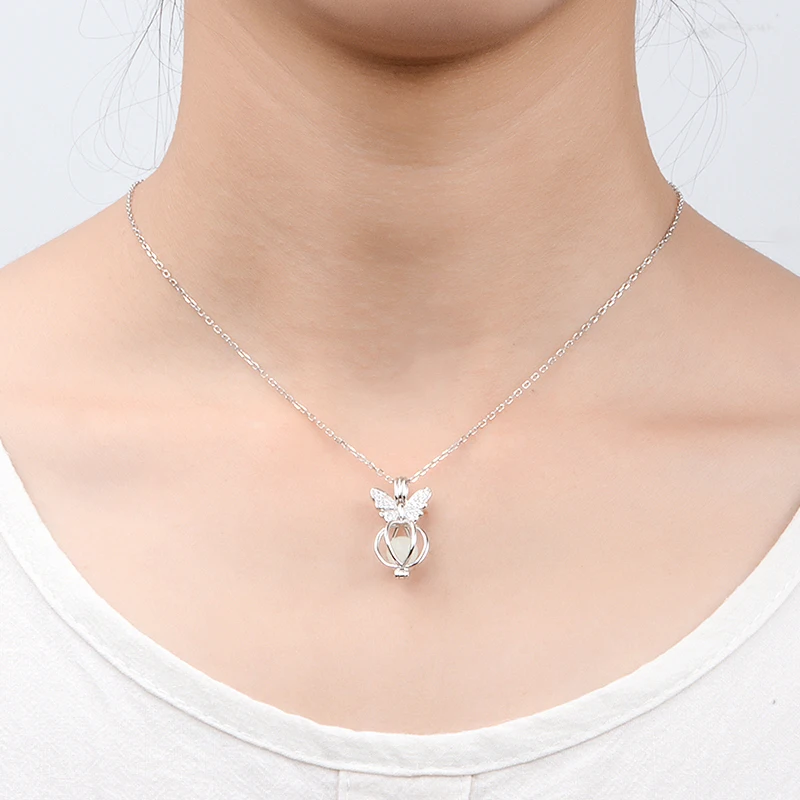 Серебро 925 пробы, милая бабочка, светящаяся подвеска, цепочка, ожерелье с фианитами, сделай сам, модное ювелирное изделие, изготовление женских подарков
