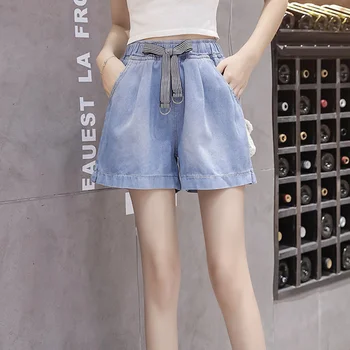 

Shorts Women Summer Loose Casual Jean Shorts New 2020 Korean Style Elastic High Waist Denim Shorts Feminino Plus Size P486