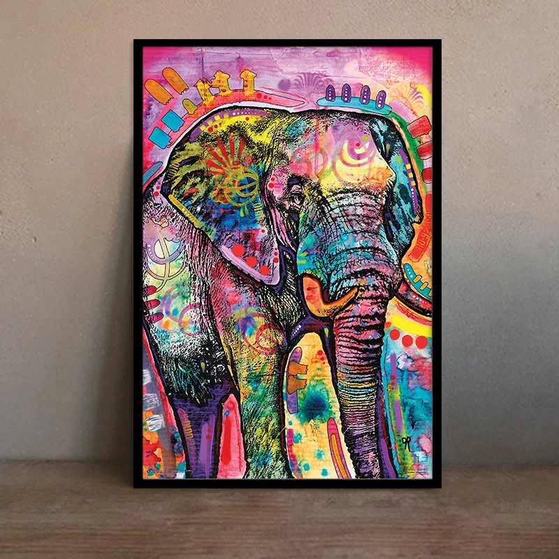 

Modern Colorful Abstract Animal Elephant Oil Painting on Canvas Posters and Prints Cuadros Wall Art Pictures For Living Room