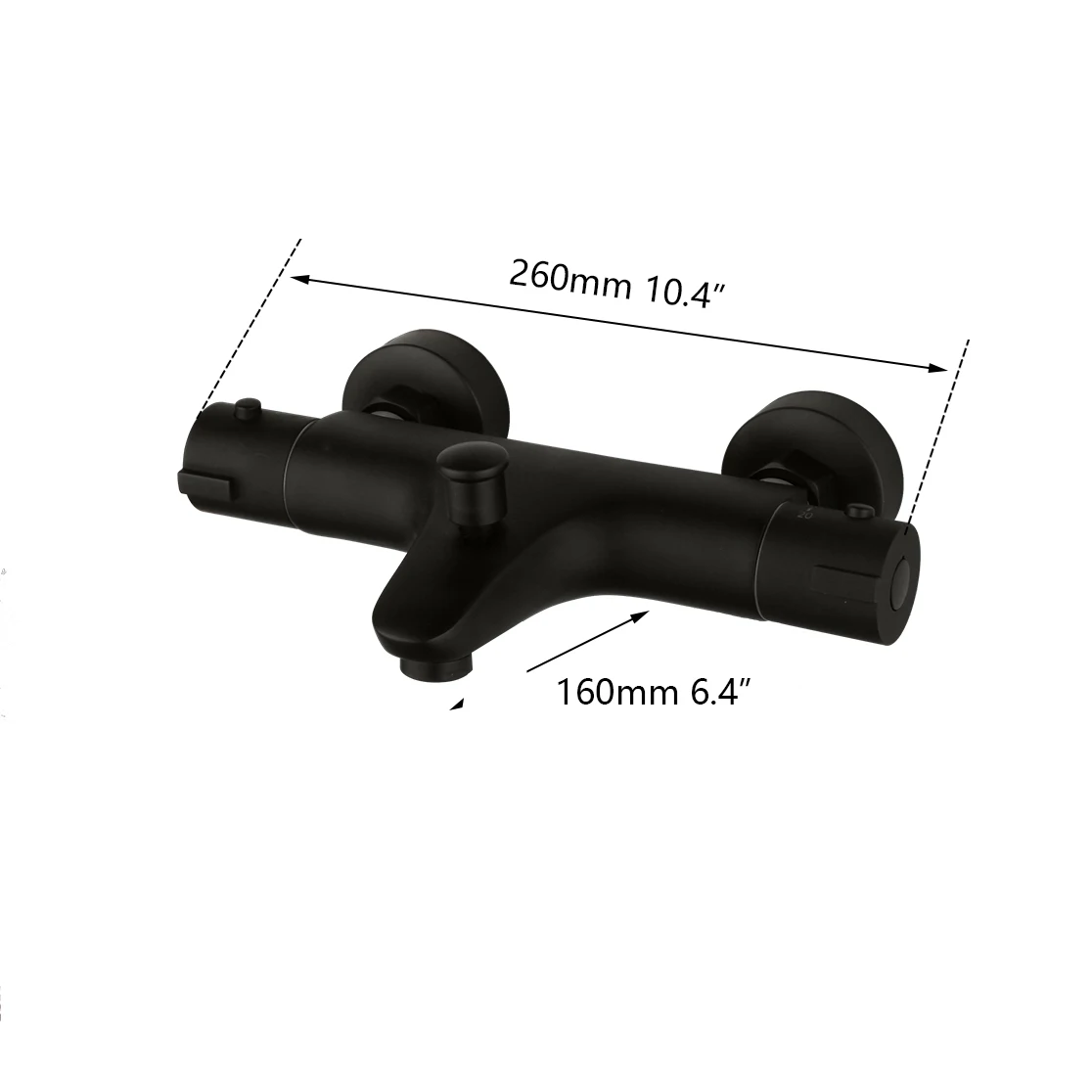 OUBONI Thermostatic Shower Wall Mounted 2 Handles Faucet Spout Filler Diverter Bathtub Valve Faucet Mixer Tap Black Chrome