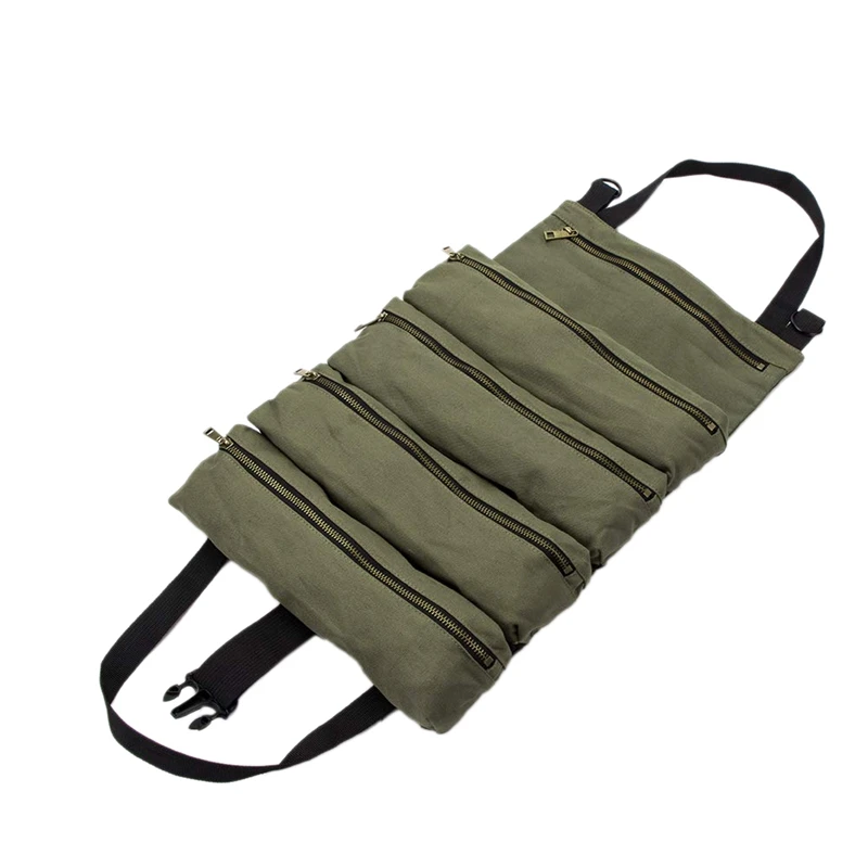 

HHO-Roll Tool Roll Multi-Purpose Tool Roll Up Bag Wrench Roll Pouch Hanging Tool Zipper Carrier Tote