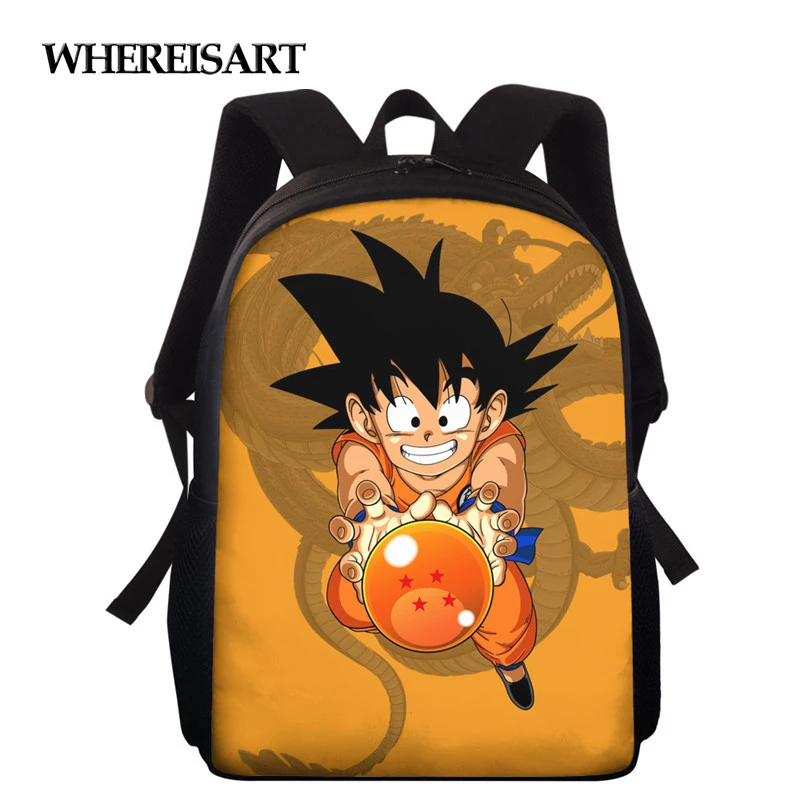

WHEREISART Dragon Ball Z Pattern Boys Book Bags Teenager Student Schoolbag Classic Anime Saiyan Vegeta Book Bags for Kids