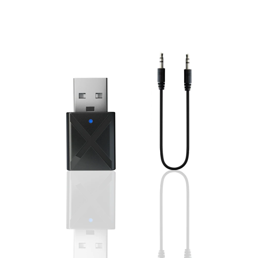 Rovtop беспроводной Bluetooth 5,0 автомобильный комплект Мини 3,5 мм разъем AUX гарнитура громкой связи стерео музыкальный аудио приемник адаптер для автомобильного динамика - Цвет: RCH0074BE