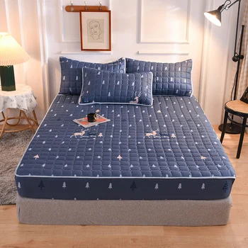 

Fitted Sheet Autumn Winter Cotton Polyester Bedsheet Four Corners With Elastic Band Thick Non-Slip Mattress Cover No Pillowcase