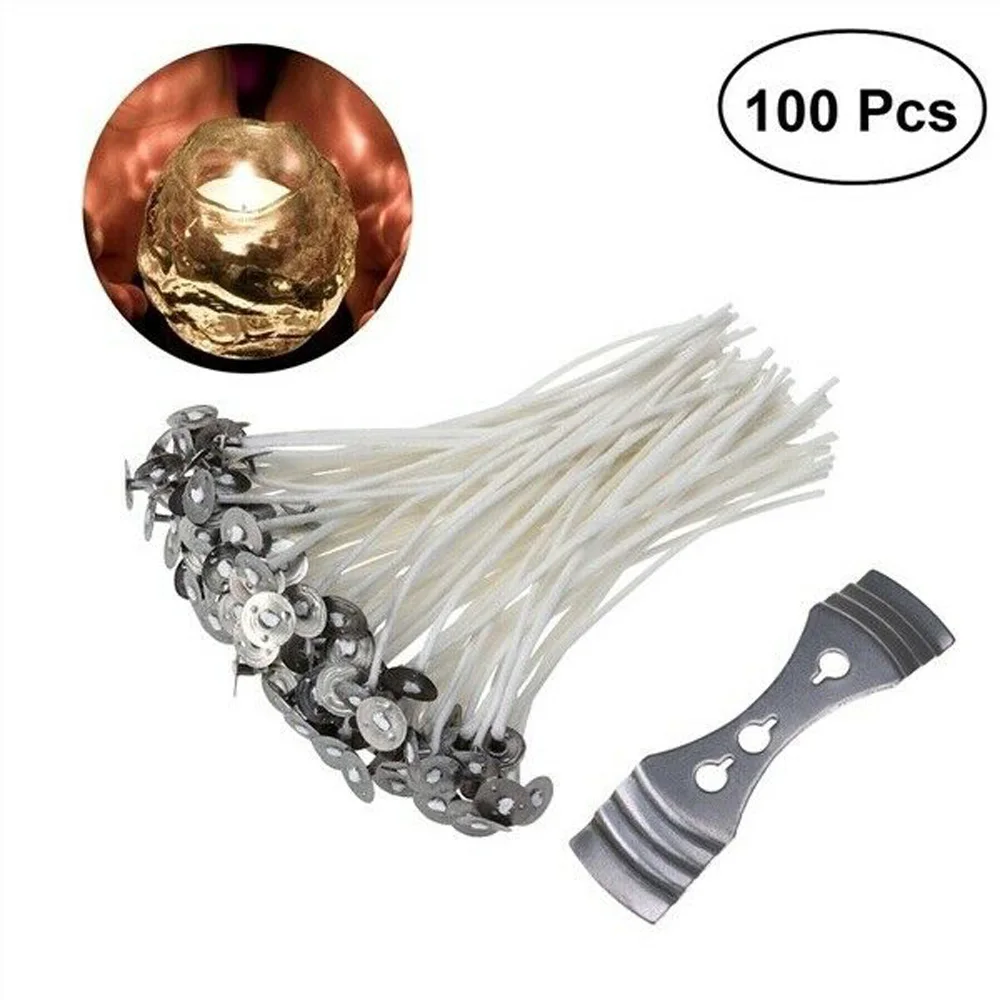 

100 X Pre Waxed Candle Wicks For Candle Making With Sustainers 15cm Long