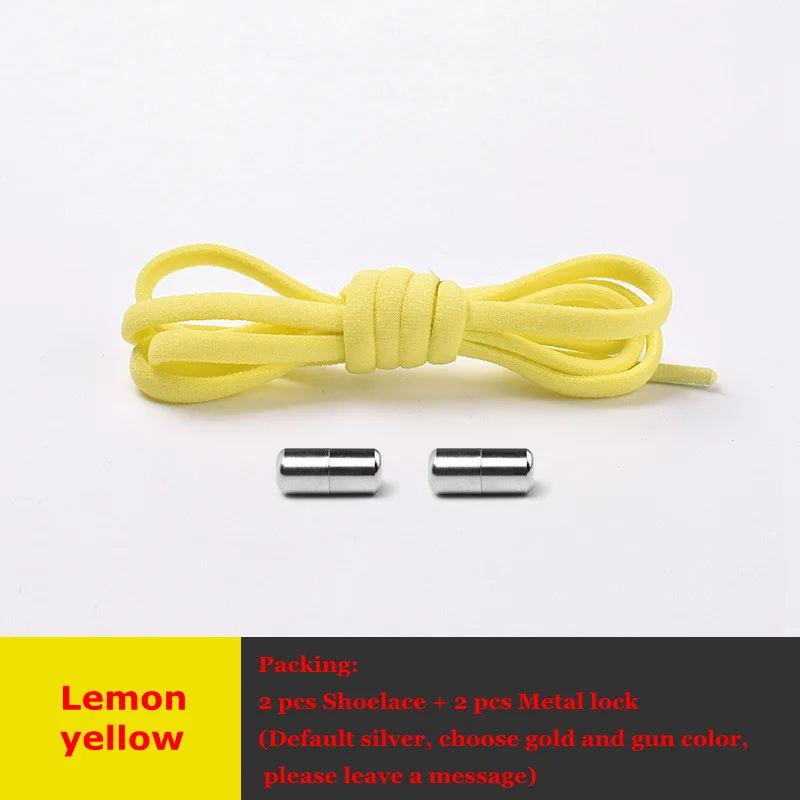 Lemon yellow 1 Pair Elastic Shoe laces Round No Tie Shoelaces Kids and Adult Sneakers Shoelace Running Leisure Quick Lazy Laces 19 Colors - Цвет: Lemon yellow