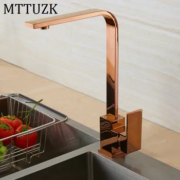 

Brushed gold Square Faucet Black Rose Gold Kitchen Sink Faucet 360 degree rotating Kitchen Faucet ORB Mixer Tap