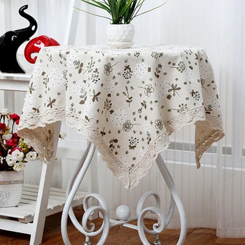 

110x110cm Cotton Linen Fabric Round Tablecloth Simple Pattern Lace Table Cover for Home decoration accessories gift table cloth