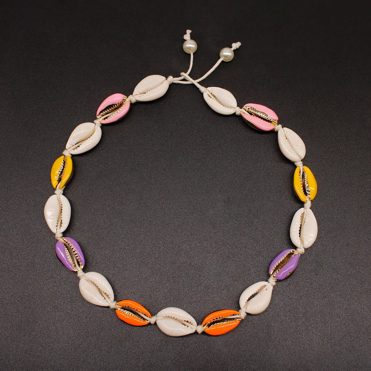 

Europe And America Accessories Fashion Color Natural Shell Necklace Women's Entirely Handmade Knot Pearl Necklace Xl679