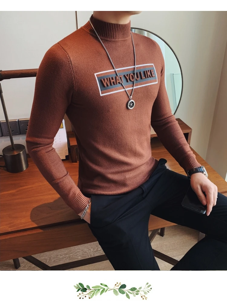 Высокое качество Pull Homme модные уличные свитера мужские универсальные повседневные водолазки с тиснением и надписью мужские пуловеры 3XL-M