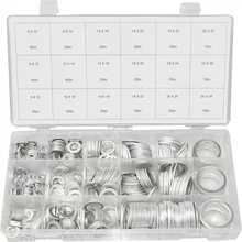 18 tamanhos 450 pces drenos de óleo do motor carro plug alumínio arruela junta porca parafuso conjunto anel vedação o anéis kit conjunto