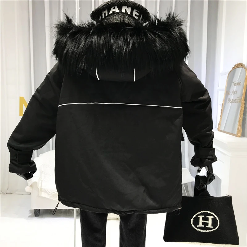 Chaquetas Mujer Invierno Женская куртка, женское корейское зимнее пальто в стиле сафари, с капюшоном, с меховой подкладкой, теплая куртка