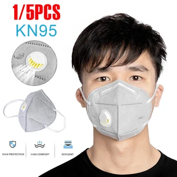 

5Pcs Face Mask Dustproof Windproof 95% Filtration Respirator PM 2.5 Respirator Mask With Breath Anti-Pollution Face Mask