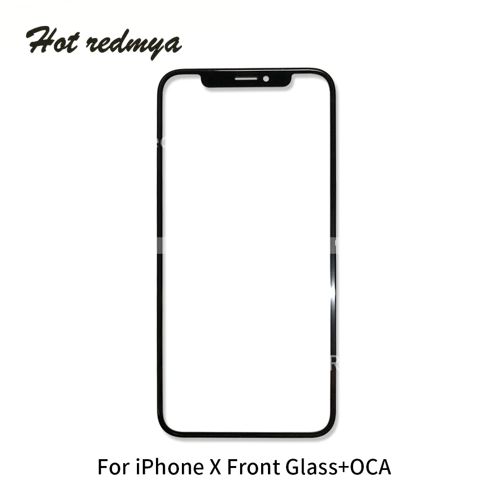 10 шт. для iphone x, передняя панель, ЖК-экран, внешняя стеклянная крышка, сенсорный экран, линзы, запасные части для iphone X 5,8 OCA glass