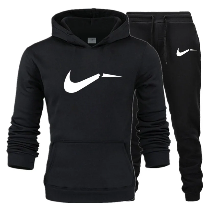 

New 2019 Two Pieces Set Fashion Hooded Sweatshirts Sportswear Men Tracksuit Hoodie Autumn Men Brand Clothes Hoodies+Pants Sets