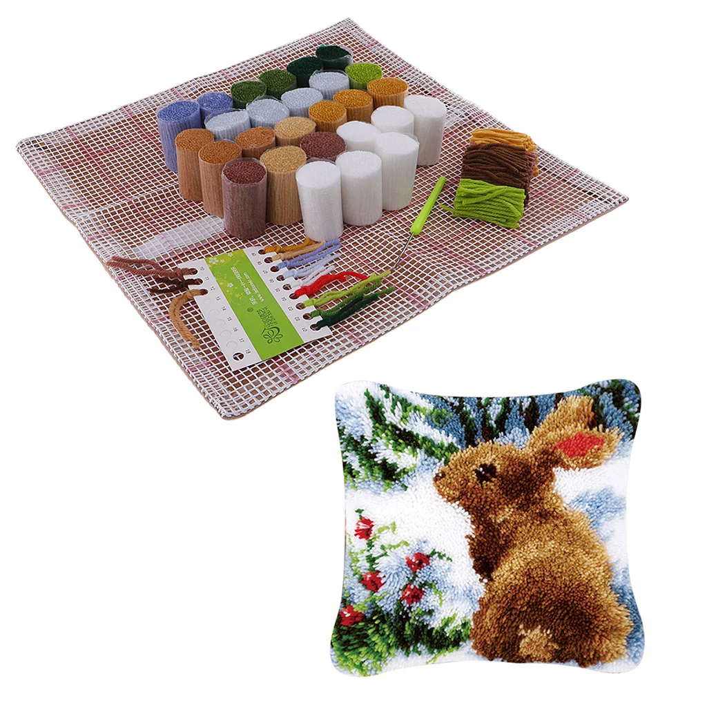 Latch Hook Cushion Kits for Women Girls DIY Pillow Cover Rug Kits Handmade Craft