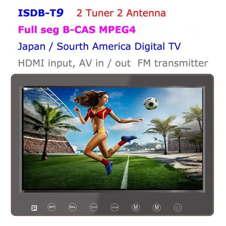 KUNFINE ISDB-T9 9 дюймов DVB-t Полный seg цифровой ТВ b-cas 2 × 2 Антенна Тюнера с gps/FM передатчик