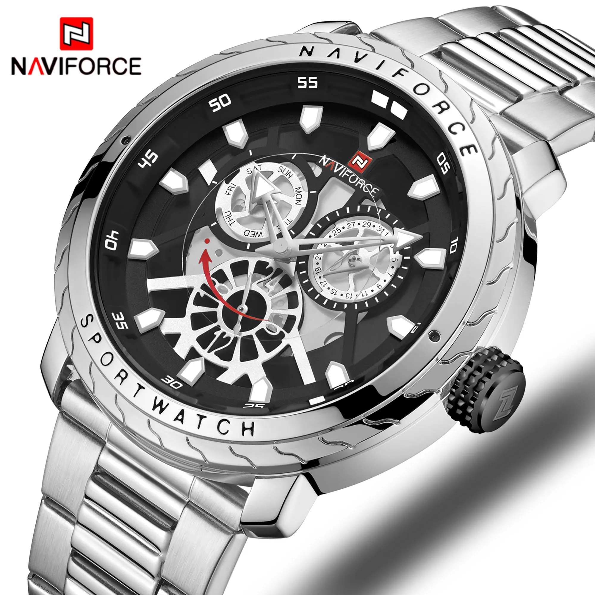 Часы наручные NAVIFORCE Мужские кварцевые брендовые Роскошные спортивные модные