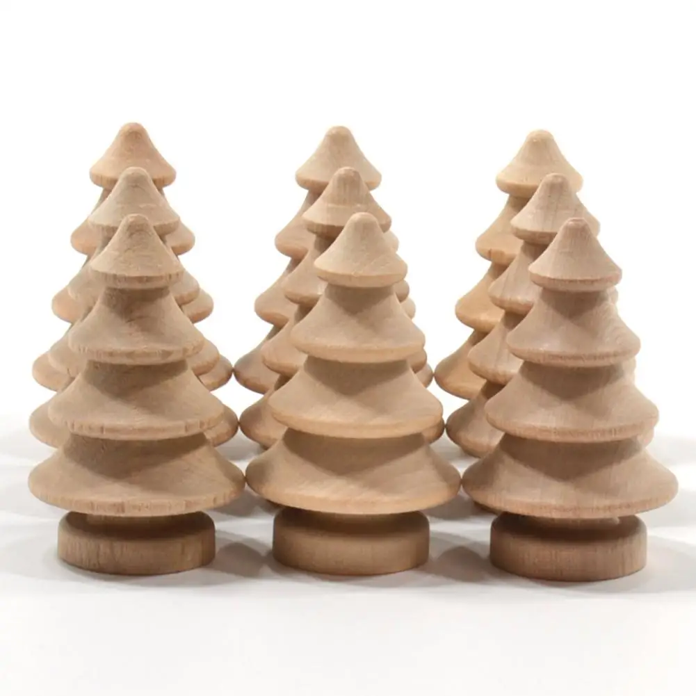

2019 New 10pcs/lot Wooden Hand-painted DIY Craft Snowman Christmas Tree Pineapple Craft Toys Christmas Decorations For Home Sale